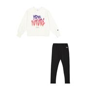 Champion Mädchen Legacy Script Shop G (405043) -Ultra-Light Soft Compact Powerblend Fleece Crewneck & Leggings Anzug, Rosa (WW003), 3-4 Jahre