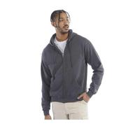 Champion Powerblend Kapuzen-Sweatshirt mit durchgehendem Reißverschluss, S800, Late Night Blue, Dunkelgrau meliert, Medium