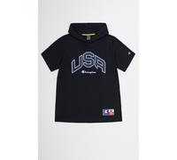 Champion Herren Legacy Retro Sport-USA Hooded S/L T-Shirt, Schwarz, M