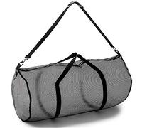 Champion Sports Mesh Duffle Bag with Zipper and Adjustable Shoulder Strap, 15” x 36”, Black - Multipurpose, Oversized Gym Bag for Equipment, Sports Gear, Laundry - Breathable Mesh Scuba and Travel Bag