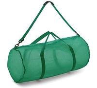 Champion Sports Mesh Duffle Bag with Zipper and Adjustable Shoulder Strap, 15” x 36”, Green - Multipurpose, Oversized Gym Bag for Equipment, Sports Gear, Laundry - Breathable Mesh Scuba and Travel Bag