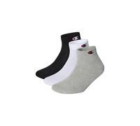 Champion Kinder Socken, 3er Pack - Quarter, Logo, einfarbig Schwarz/Grau/Weiß 31-34
