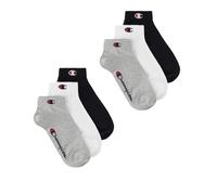 Champion Unisex Socken, 6er Pack - Quarter Socken, Basic, Logo Schwarz/Weiß/Grau EU 43-46