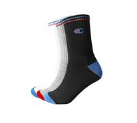 Champion Unisex Socken, 3 Paar - Crew Socken, Logo, Streifen Weiß/Grau/Schwarz EU 35-38