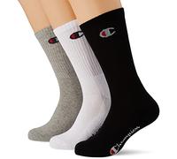 Champion Unisex Kinder Core-Junior 3PP Crew Socken, Hellgrau Meliert, Weiß, Schwarz, 27-30 EU (3er Pack)