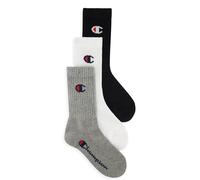 Champion Unisex Kinder Core-Junior 3PP Crew Socken, Hellgrau Meliert, Weiß, Schwarz, 31-34 EU (3er Pack)