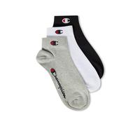 Champion Kinder Socken, 3er Pack - Quarter, Logo, einfarbig Schwarz/Grau/Weiß 31-34