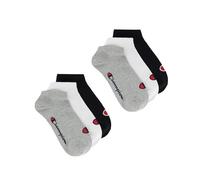 Champion Kinder Socken, 6er Pack - Sneaker Socken, Logo, einfarbig Schwarz/Grau/Weiß 31-34