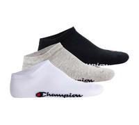 Champion Unisex Sneaker Socken, 3er Pack - Sneaker Socken Basic, Logo Schwarz/Weiß/Grau EU 35-38