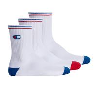 Champion Unisex Socken, 3 Paar - Crew Socken, Logo, Streifen Weiß / EU 39-42 39-42 Weiß