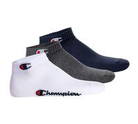 Champion Unisex Socken, 3er Pack - Quarter Socken, Basic, Logo Blau/Weiß/Grau EU 39-42