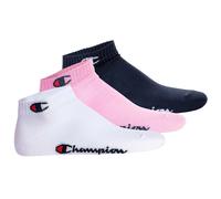 Champion Unisex Socken, 3er Pack - Quarter Socken, Basic, Logo Pink/Weiß/Blau EU 39-42