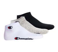 Champion Unisex Socken, 3er Pack - Quarter Socken, Basic, Logo Schwarz/Weiß/Grau EU 35-38