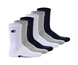 Champion Unisex Socken, 6 Paar - Crew Socken Basic Blau/Weiß/Grau / EU 35-38 35-38 Mehrfarbig