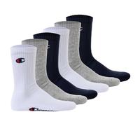Champion Unisex Socken, 6 Paar - Crew Socken Basic Blau/Weiß/Grau / EU 43-46 43-46 Mehrfarbig