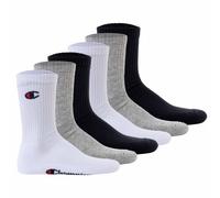 Champion Unisex Socken, 6 Paar - Crew Socken Basic Schwarz/Weiß/Grau / EU 39-42 39-42 Mehrfarbig