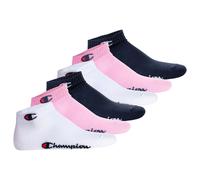 Champion Unisex Socken, 6er Pack - Quarter Socken, Basic, Logo Pink/Weiß/Blau EU 35-38