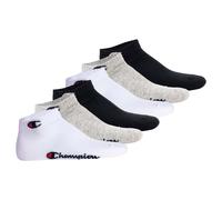 Champion Unisex Socken, 6er Pack - Quarter Socken, Basic, Logo Schwarz/Weiß/Grau EU 39-42