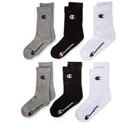Champion Unisex Socks Basics 6pk Crew Füßlinge, Hellgrau Melange/Weiß/Schwarz, 27-30 EU