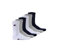 Champion Unisex Socken, 6 Paar - Crew Socken Basic Schwarz/Weiß/Grau EU 43-46