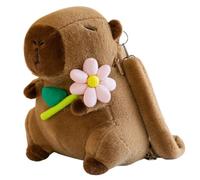 champracer Capybara Plüschtier Rucksack Capybara Rucksack Capybara Kuscheltier Plüsch Rucksack für Erwachsene Wasserschwein Kuscheltier Plüschtier Rucksack Kinder (Rosa Blumen)