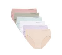 Channo Damen-Klassiker-Basic-Slip, Nahtlos, Nylon, unsichtbarer Effekt, Midi High - 6 Stück, Mehrfarbig A, XL