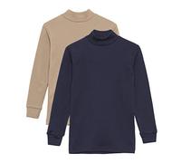 Channo Thermo-Oberteil für Jungen - Grundlegendes Langarm-T-Shirt mit Stehkragen für Mädchen - Packung mit 2, Blau/Nerz, 4 Jahre