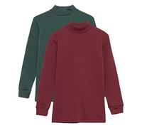 Channo Thermo-Oberteil für Jungen - Grundlegendes Langarm-T-Shirt mit Stehkragen für Mädchen - Packung mit 2, Burgundy/Grün, 16 Jahre