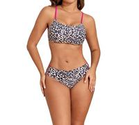 Chanpning Bikini Damen Set High Waist Zweiteiler Große Größen Bikinis Bademode Strandmode Spotlich Schwimmanzug V Ausschnitt Badeanzüge Swimwear Oberteil Mit Badeshorts Beach Zweiteiliger Tankini Set