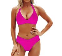 Chanpning Bikini Damen Set Push Up Zweiteiler Große Größen Bademode Bikinis Bauchkontrolle Freizeit Swimmsuit V Ausschnitt Schwimmanzug Swimsuit Oberteil Und Bikinihose Beach Zweiteiliger Tankini Set
