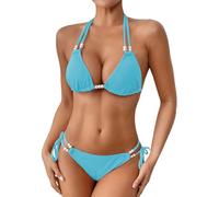 Chanpning Bikini Damen Set Sport High Waist Große Größen Bademode Bikinis Strandmode V Ausschnitt Swimmsuit Bauchkontrolle Swimsuit Schwimmanzug Oberteil Und Bikinihose Beach Zweiteiliger Tankini Set