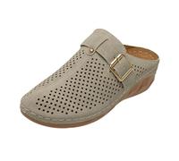 Chanpning Clogs & Pantoletten Für Damen Fersensporn Sommerhausschuhe Pflege Clogs Orthopädische Pantoletten Barfuß Sabots Bequem Wedges Römische Espadrilles Leder Gartenschuhe Holzpantoletten