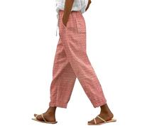Chanpning Damen Hose Große Größen Straight Bein Hose Flower Freizeithose Sommerhosen Damen Leicht Und Luftig Boho Relaxhose Dünne Sommerhose Damen Angenehme Sporthose Kurhose Sommerhose Lang Damen