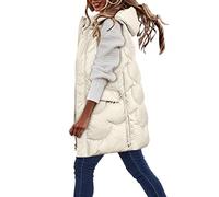 Chanpning Daunenweste Damen Outdoor Outdoor Gesteppt Weste Mantel Winter Ärmellos Lang Kapuze Daunenweste Lang Weste Steppweste Frauen Winter Warm Weste Winterjacke Kapuzenweste Weste