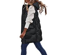 Chanpning Daunenweste Damen Outdoor Outdoor Gesteppt Weste Mantel Winter Ärmellos Lang Kapuze Daunenweste Lang Weste Steppweste Frauen Winter Warm Weste Winterjacke Kapuzenweste Weste