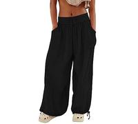 Chanpning Hose Damen Sommer Casual Baumwolle Lange Haremshose Strandhose Outdoor Hosen Für Damen Beiläufig Weich Haremshose Damen Haremshose Aladinhose Balkenförmige Haremshosen Damen Hose