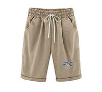 Chanpning Musselin Shorts Damen Viskose Anzughose Frühling Wanderhose Frauen Strickhose Regular Fit Schlupfhose Atmungsaktive Baumwollhose Vintage Freizeithose Sport Beinhosen Dünne Trousers
