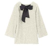 Chanpning Paillettenkleid Damen Langarm, mit Krawatte Midi-Kleid Elegante Pailletten Kleid Kurze Eng Kleider Partykleid Abendkleid mit Pailletten und Schleife Moden Festkleid Cocktailkleid