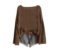 Chanpning Pullover Damen Elegant Merinowolle Strickpullover Weich Rippstrick Langarmshirt Longshirt Weich Knit Sweater Feinstrick Winterpullover Autumn Winter Kaschmir Cashmere Wollpullover