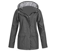 Chanpning Regenjacke Fahrrad Damen Wasserdicht Regenmantel mit Taschen mit Kapuze Übergangsjacke Regenparka Leicht Atmungsaktiv Übergangsjacke Outdoor Jacken Sportjacken Übergangsjacken