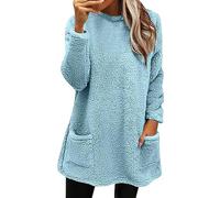 Chanpning Teddyfleece Pullover Damen Langer Pullis Bequem Unterwäsche Lässige Damenpullover Vintage Grobstrickpullover Oversize Sweaters Basic Minikleider Cashmere Sweatshirt Soft Winterpullover