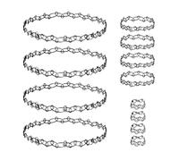 ChanraingYee 12 Stück Choker Kette Damen, Choker Elastischen Halsband, 90er Jahre Accessoires Damen, 4 Stück Halskette, Armband und Ring, Tattoo Kette 90s, Schwarz mit Weißer DiamantChoker Ketten