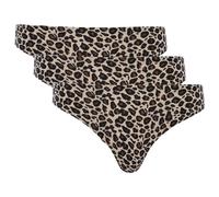 Chantelle Damen Tanga, 3er Pack - String, SoftStretch, nahtlos, unsichtbar, Einheitsgröße 36-44, Leopard-Muster Schwarz/Nude One Size
