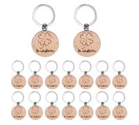 Chanumetal 16 Stück Schlüsselanhänger Glücksbringer Kleeblatt, Du Schaffst Das Glücksklee Schlüsselanhänger Holz, Kleine Glücksbringer Anhänger für Prüfung Abitur (Rund)