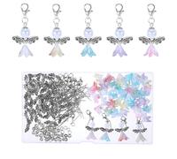 Chanumetal 50 Sätze Schutzengel Anhänger 400 Stück Schutzengel Schlüsselanhänger selber machen für Menschen, Die Bastelarbeit Lieben und Diy-Geschenke Machen Möchten (Bunte Rock)