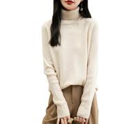 Chanyarn Damen 100% Merinowolle Rollkragenpullover 2024 Herbst Winter Warmer Weicher Langarm Elegant Strickpullover