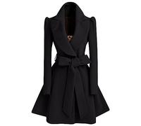 CHAOEN Damen Mantel Wintercoat Revers Mantel Trenchcoat Winter Lang A-Swing-Mantel Jacke Outwear mit Gürtel