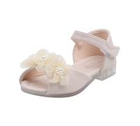 CHAOEN Prinzessin Sandalen Mädchen Niedriger Absatz Schulschuhe Kinderschuhe Brautjungfer Hochzeit Formal Schuhe mit Klettverschluss Blumen Fischmaul Sandalette Cinderella Schuhe