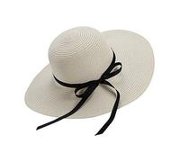 Chapter Seven Damen Sonnenhut Floppy Faltbare Bowknot Große Breite Krempe Strohhut Sommer Strand Kappe UV-Schutz UPF50