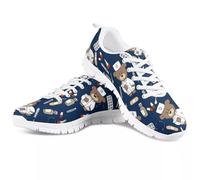 chaqlin Damen Herren Laufschuhe niedliche Bär Krankenschwester Druck Schuhe Leichte Freizeitwalkingschuhe Nurse Sneaker für Damen Sportschuhe Tennisschuhe,Größe 39 EU